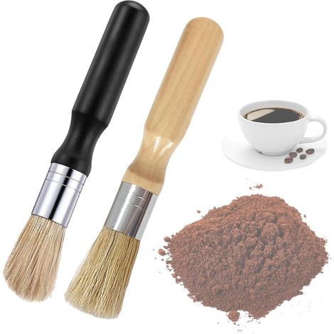 2 Pièces Brosse à Café, Brosse de Nettoyage, Pinceaux Machine à Expresso Manche en Bois, Outil à Café pour Barista, Brosses en Poudre pour Moulins Cafe et Machines Espresso Cuisine à Domicile (1/5)
