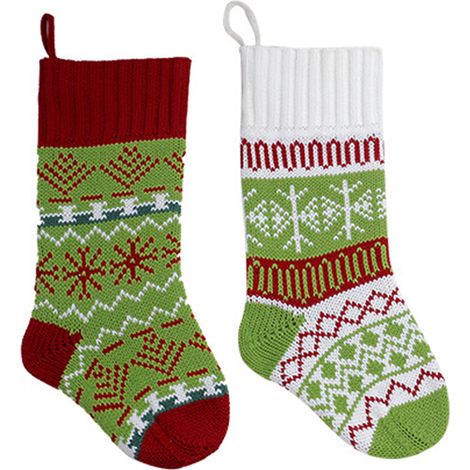 Chaussette De Noël Tricotée - Motif Cable Classique - Acrylique Doux - Pour Décoration Intérieure Et Cadeaux - Par 2 (1/5)