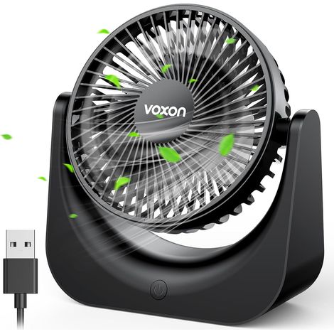 Ventilateur USB, Ventilateur de Bureau, Ventilateur Silencieux Portable, Mini Ventilateur Puissant, Ventilateur de Table à 5 Vitesses, Ventilateur Bureau pour Maison Chambre Voiture Bureau (1/5)