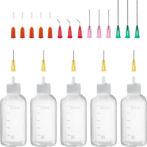 Flacon applicateur à embout de précision de 50 ml, aiguille à bout arrondi et capuchon. (1/5)