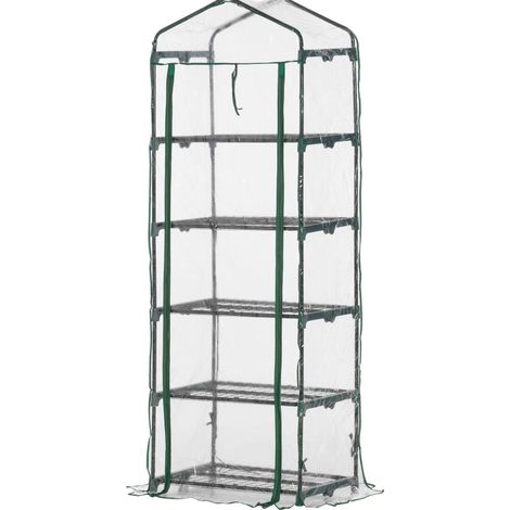 Mini-Gewächshaus aus Kunststoff mit 5 Stahlregalen 69 x 49 x 193 cm transparent/grün (1/4)