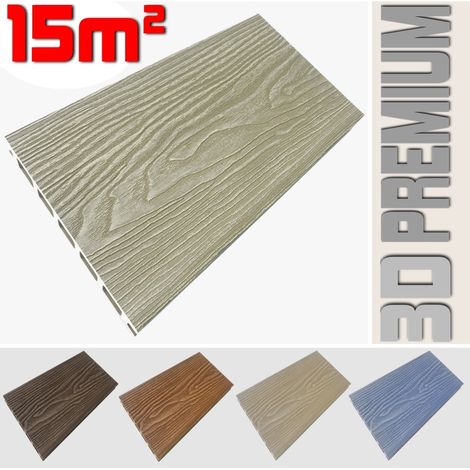 Listone WPC 3D 15m² per pavimentazione decking colore Cream effetto legno listone 146x2200mm spessore 25mm (1/5)