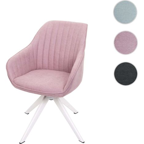Chaise de salle à manger HWC-K27, chaise de cuisine avec accoudoirs, pivotante tissu/textile  gris foncé (1/4)