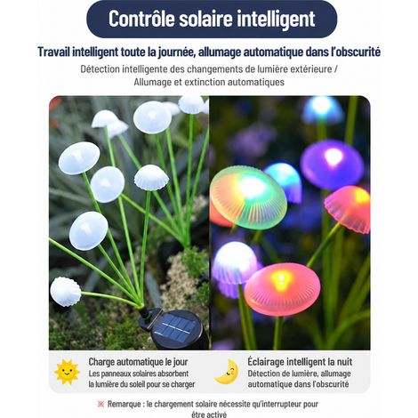 Lampe solaire méduse LED d'extérieur à fibre optique 10 lampes multicolore 10 multicolore 500 g – Livraison gratuite