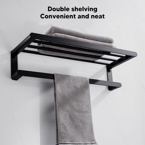 Etagères salle de bain Porte-serviettes salle de bain Space Porte-serviettes aluminium Perceuse murale, 60cm (1/5)