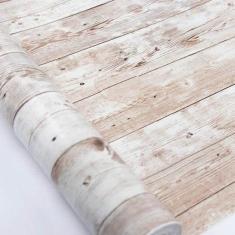 Papier Peint Bois - Auto-adhésif Amovible 3D Vintage - 10 M x 0,45 M - PVC Écologique (1/3)