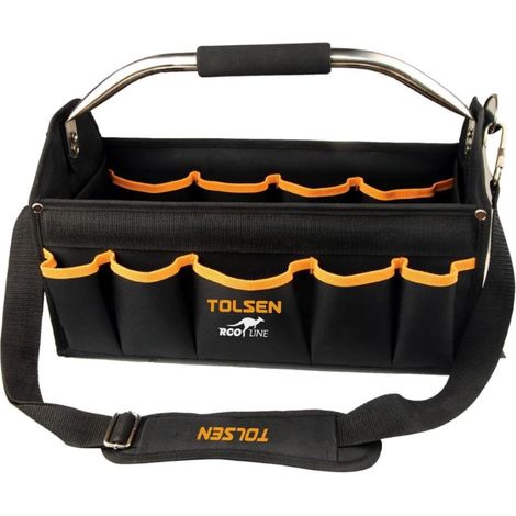 BORSA PORTAUTENSILI APERTA CON MANICO IN ACCIAIO 42CM TOLSEN