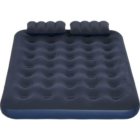 Matelas gonflable double avec pompe à main intégrée et oreillers, Bleu 203x152x22 cm pour camping et invités (1/5)