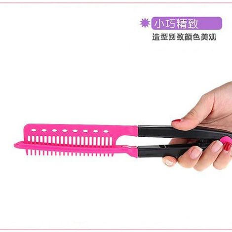 Peigne lissant anti-statique en forme de V, coupe-cheveux, clip coiffure professionnel, rose rouge, pour coiffage et coupe. (1/5)