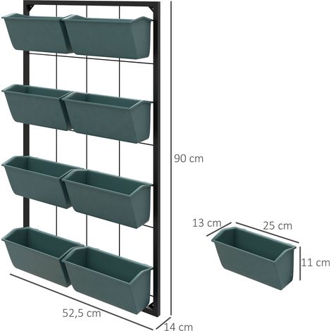 Stand de fleurs Stand de plantes avec 8 pots Escalier mural Porte-fleurs pour jardin vert foncé 52,5 x 14 x 90 cm