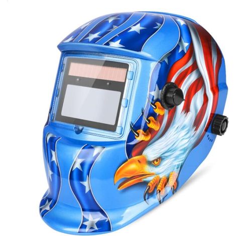 (Bleu) Masque de Soudeur, Auto Assombrissement Solaire Masque de Soudage, Grande Visibilité Auto Darkening Casque de Soudage, avec Protection DIN 9-13 pour TIG MIG Arc (1/5)