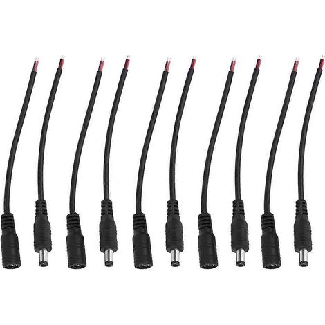 5 Paar 5,5 x 2,1 mm Stecker/Buchse für Gleichstrom-Hohlstecker, Kabel (schwarz)