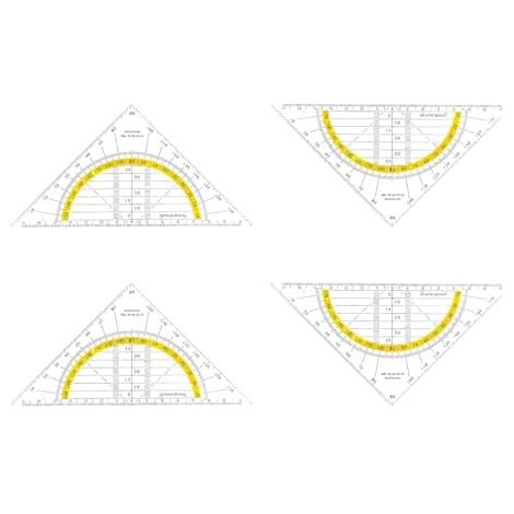 Lot 4 Équerres Plastique Transparentes, 16 cm Incassables, Centimètres Angles, Trous, Classeur (1/5)