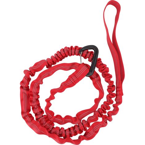 Fahrrad-Abschleppseil, natürliche Länge 1,7 m, dehnbar, aus Nylon und Legierung, tragbar, für Mountainbiken und Outdoor-Training, rot. (1/5)