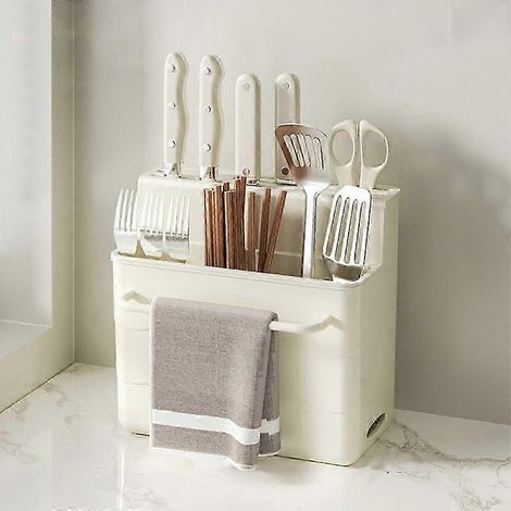 Portacoltelli da cucina e supporto per riporre le bacchette e i taglieri, con scolapiatti per aumentare la capacità di stoccaggio. (1/5)