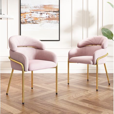 Stuhl Esszimmerstuhl Samt Metallbeine modern Pink OKMYHOME (1/5)