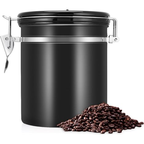 1.5L Boîte de Conservation à Café en Acier Inoxydable 304, Hermétique, Noire (1/5)