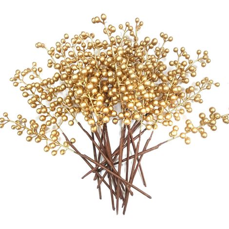 Künstliche Beerenstiele Gold 20 Stück 30cm für Deko & Blumensträuße (1/5)