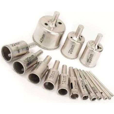 15-teiliges Diamant-Lochsägen-Set für verzinktes Glas, universell, 3 4 5 6 8 10 12 14 16 18 20 22 25 26 42 mm (1/5)