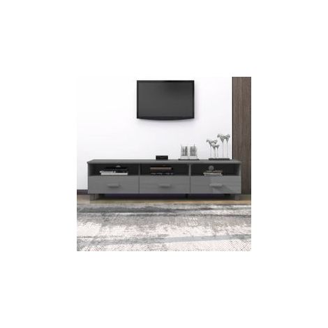 Meuble TV HAMAR Gris foncé 158x40x40 Bois massif de pin (1/5)