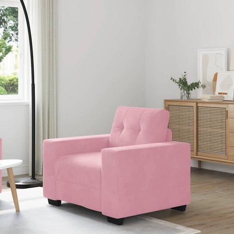 Canapé 2 places velours rose 60 cm design moderne et confortable (1/5)