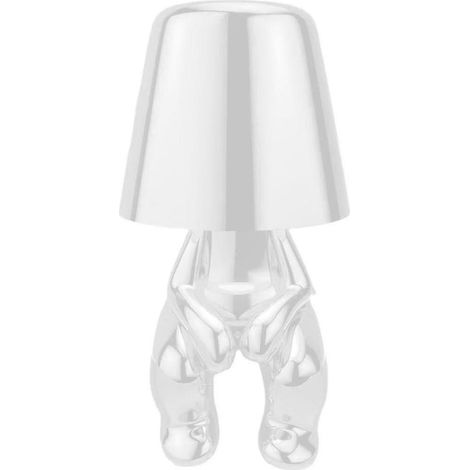 Touch-Nachttischlampe, goldene Thinker-Schreibtischlampe, kabellos, wiederaufladbar, tragbar, dekorativ, mit USB-Ladefunktion - H-silber (1/5)
