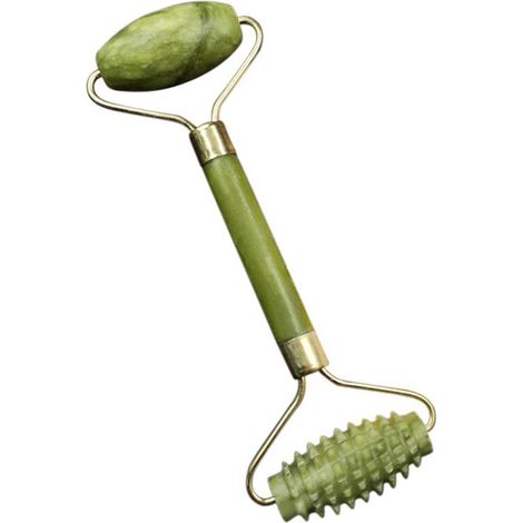 Set jade roller et grattoir en pierre, soin visage anti-âge, réduction des rides, vert – DELKEVIC