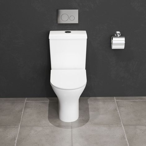AICA Bathroom Close Coupled Toilet Modern Soft Close Seat Ceramic Round Pan White WC (1/5)