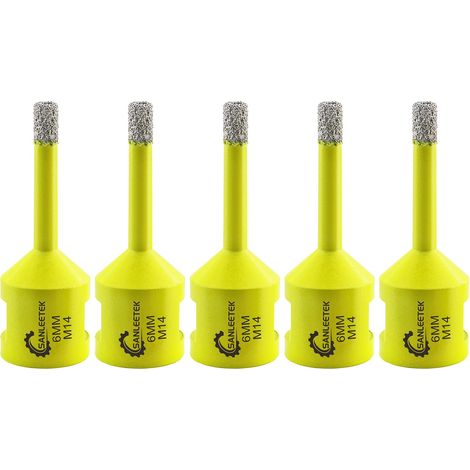 Foret Diamant Carrelage 5pcs 6mm Brasé Sous Vide Scie Cloche Diamant pour Céramique Porcelaine Marbre Granit Perçage à Sec M14 Filetage (1/5)