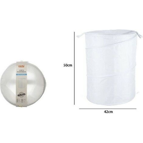 TrAdE Shop Traesio - Cesto Contenitore Porta Biancheria Bucato Giochi Pieghevole 42x50cm Bianco 79850 -
