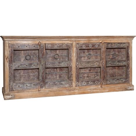 Solid recycled wood sideboard with antique finish L214XW46xH90 cm (1/5)