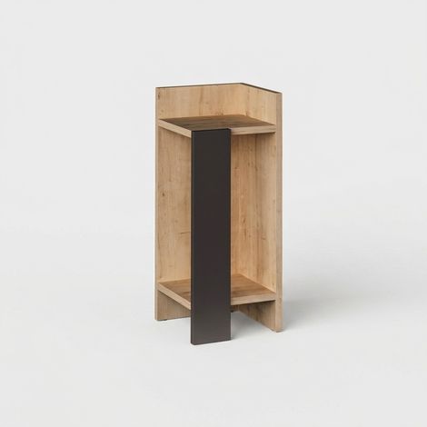 Mesita de noche moderna, roble y antracita, 25 x 60 x 27 cm. Tablero aglomerado 100 % melaminizado, 18 mm de grosor. Elegante y funcional para hoteles y hogares. (1/3)