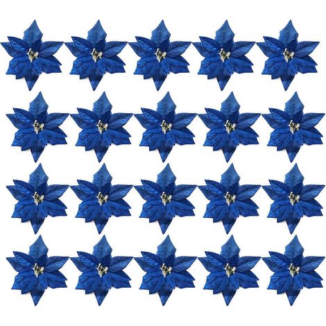 Weihnachtsschmuck aus Stoffblumen für den Weihnachtsbaum, festliche künstliche Blumenornamente, Textilbaumschmuck, Set aus roten und grünen künstlichen Zweigen, festliche Dekogirlanden (1/5)