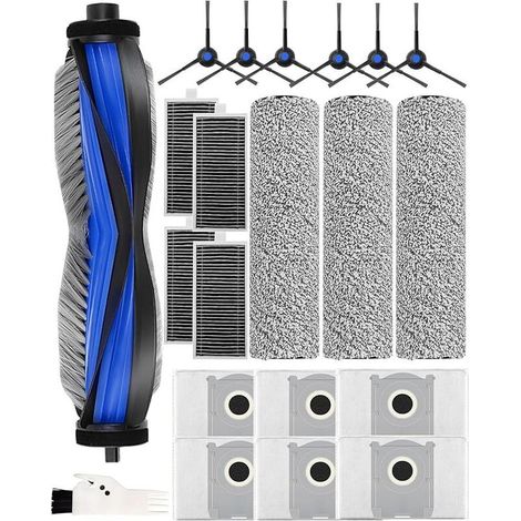 Juego de 21 accesorios para la aspiradora robot ECOVACS DEEBOT X8 Omni / X8 Pro. 1 cepillo principal, 3 cepillos giratorios, 4 filtros HEPA, 6 bolsas para polvo, 6 cepillos laterales, 1 cepillo de lim (1/5)