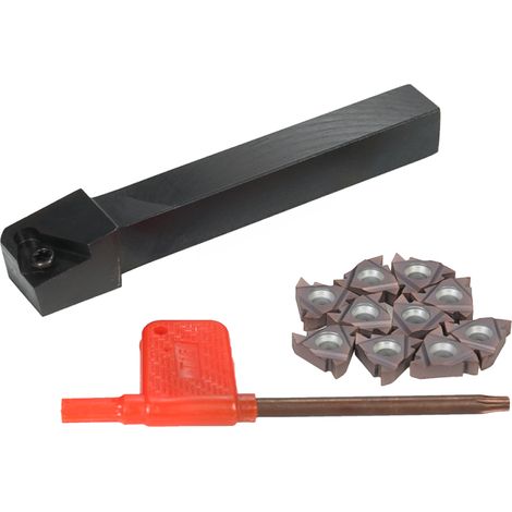 Kit d'outils de tournage et de filetage pour tour CNC : 10 plaquettes carbure VP15TF 16ER AG60 + porte-plaquette SER1212H16 + clé T15 (1/5)
