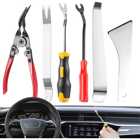 Pince pour retirer les clips de panneaux, pinces pour panneaux de portes - Kit d'extraction de clips de panneau Outil robuste de retrait de moulures automatiques, levier de panneau pratique (1/5)