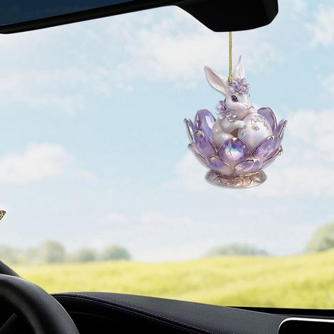 Pendentif Acrylique - Décoration Porte Voiture Pâques - Ornement Intérieur Auto - Lot de 1 (1/2)
