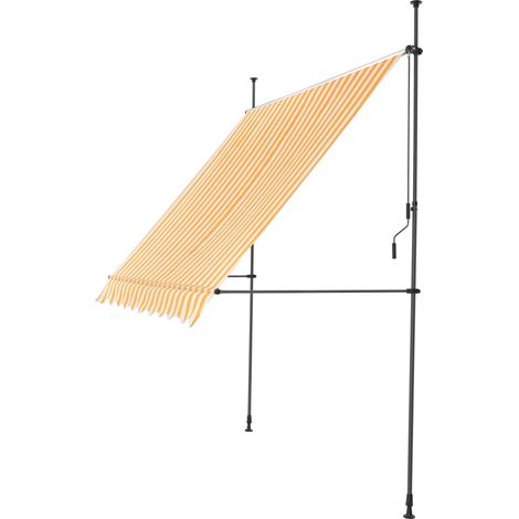 Store banne téléscopique acier polyester 300 x 120 x 200-300 cm jaune blanc