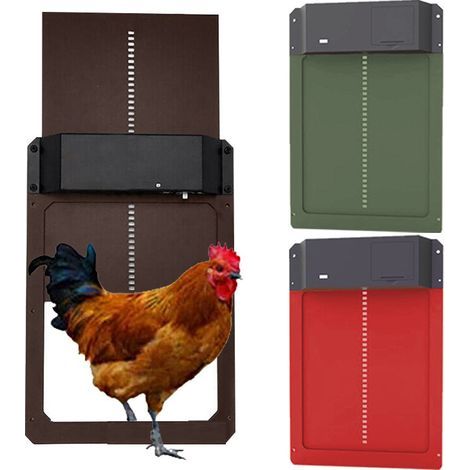 Porte poulailler Automatique avec capteur de lumière - Poulailler entièrement étanche en Porte de poulailler à Induction - Porte de poulailler ,Accessoire poulailler--Rouge (1/3)
