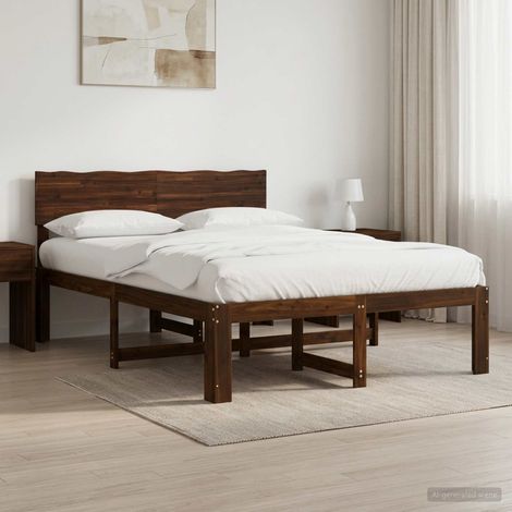 Cama doble con cabecero ROSTOCK Marrón Oscuro 150 x 200 cm (1/5)