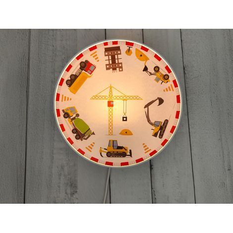 Kinderzimmer Wandlampe Baustelle Ø 25cm mit Schalter, Kabel, Stecker & E14 LED (1/5)