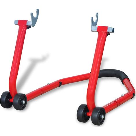 Béquille arrière moto réglable en acier rouge, roues doubles, bras oscillant 240-330 mm - PANGIVO (1/5)