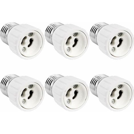 Adaptateur De Douille E27 Vers Gu10, 0-250V, Max. 200W, Convertisseur De Douille Visser E27 En Culot Pour Gu10 Ampoule Led, Lampe Halogène Et Cfl, Adaptateur En Céramique, Lot De 6 (1/5)