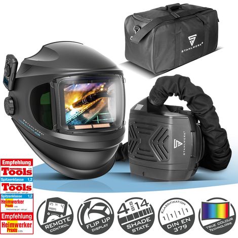 STAHLWERK Automatik Schweißhelm MASTER AIR Frischluftsystem TH3 Atemschutz PAPR (1/5)