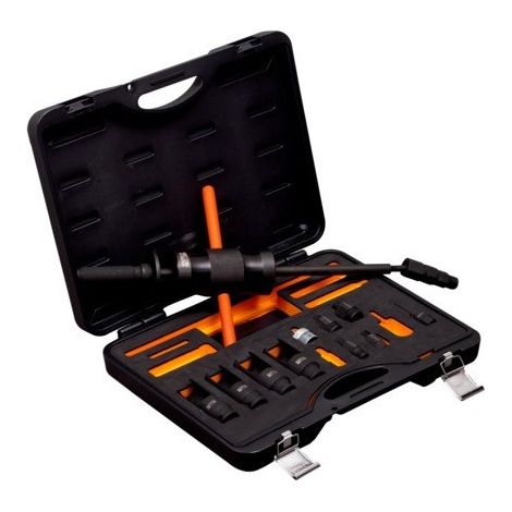 Bahco – Coffret extracteur d'injecteur common rail – 10 douilles et adaptateurs – Acier allié haute performance – Compatible marques Siemens, Bosch, Delphi, Denso (1/2)