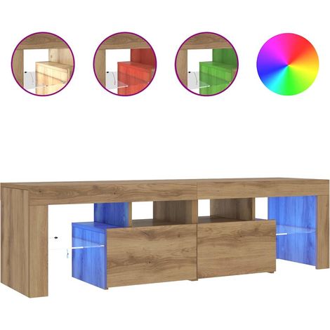 Mueble de TV luces LED madera roble artisan 140x36,5x40 cm vidaXL