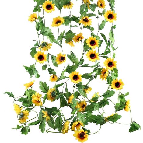 Guirlande Tournesol Artificielle - 4 Pièces de 2,5 M - Plante Tombante en Soie pour Décoration Intérieure Extérieure - Mariage Fête Jardin Balcon