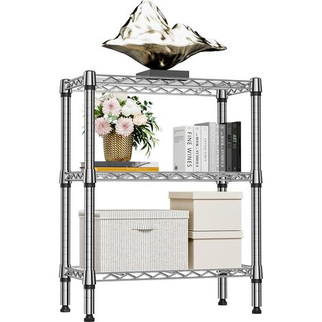 Étagère Métallique à 3 Niveaux, Capacité de Charge Totale 340,5 kg, Étagère de Rangement en Acier pour Cuisine, Garde-Manger, Cellier, Buanderie et Placard, Chromé, 30×65×80 cm (1/5)
