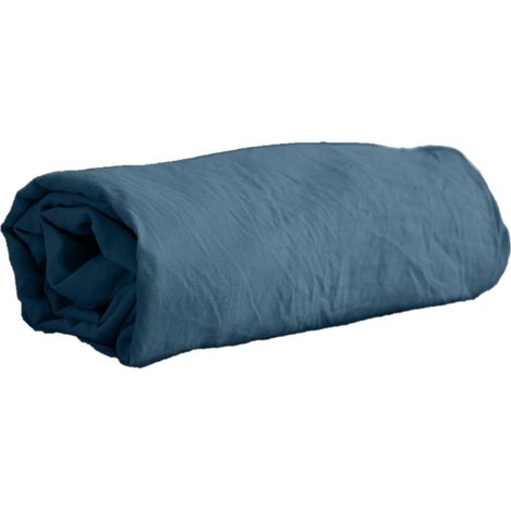 Drap housse 2 places 100% microfibre lavée bonnet 28 cm grande taille (1/3)