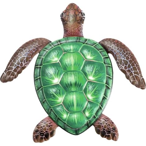 YMYNY Wanddekoration aus Metall und Eisen, Schildkröte, für den Außenbereich, Heimdekoration, hängende Kunst, Meeresskulptur für Terrasse, Pool, Garten, Wohnzimmer oder Badezimmer (grün) (1/4)